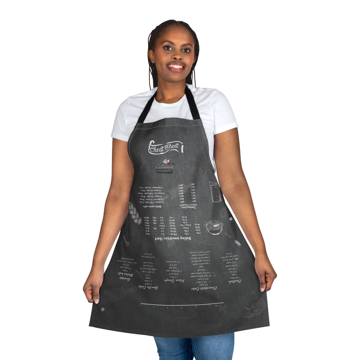 Kitchen Apron, Smart Chef Apron with Conversion Chart, Ruler, Temperature Guide. Perfect Gift for Cooks
