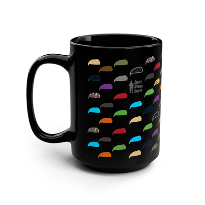 Israeli Military Beret Colors Polka Dot Black Mug, 15oz - IDF Supporter, Golani, Givati, Paratrooper, Zionism Patriotic Gift!