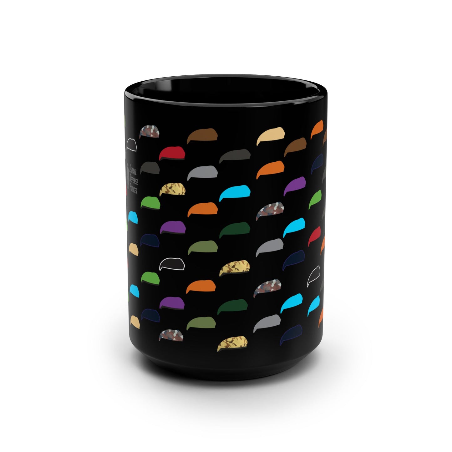 Israeli Military Beret Colors Polka Dot Black Mug, 15oz - IDF Supporter, Golani, Givati, Paratrooper, Zionism Patriotic Gift!