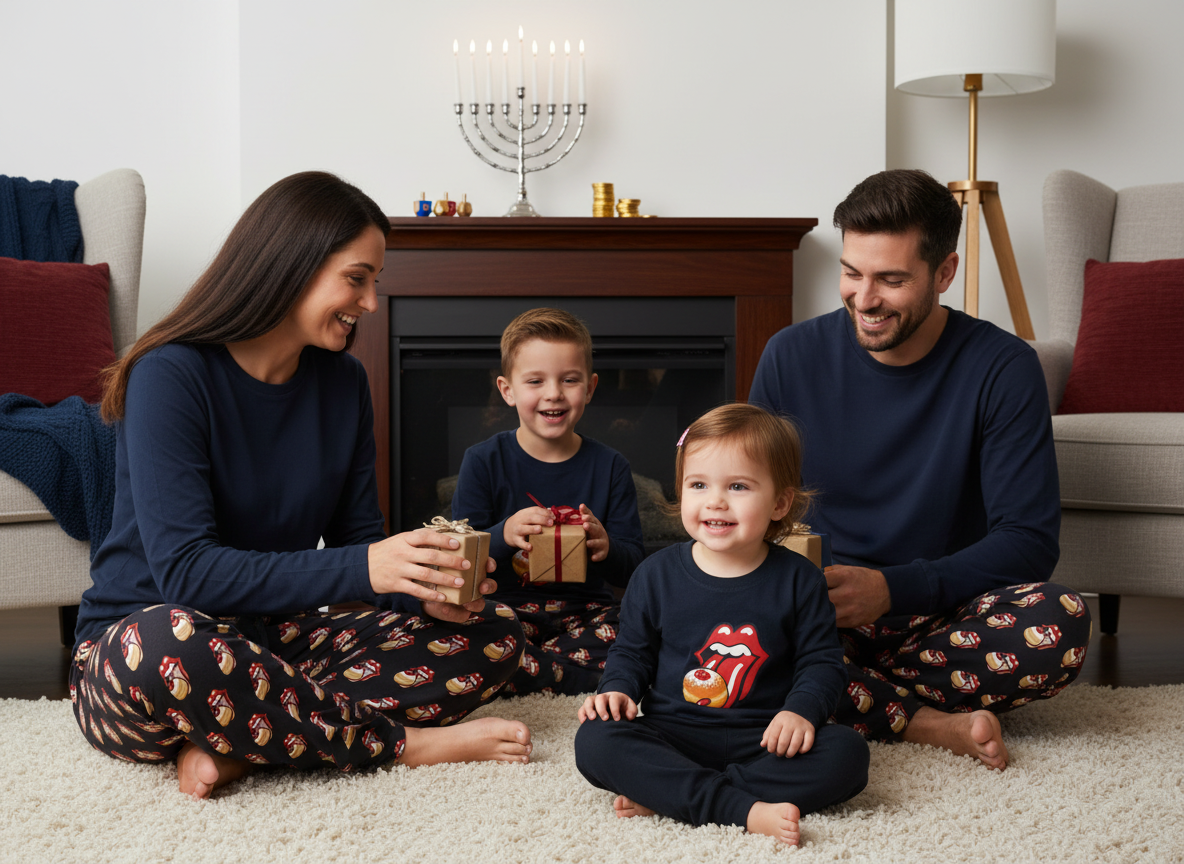 Toddler... Sufganiyah Satisfaction Tour! Hanukkah PJ Top  | Sufganiyot  | Unique Chanukah Loungewear | Matching Family PJs