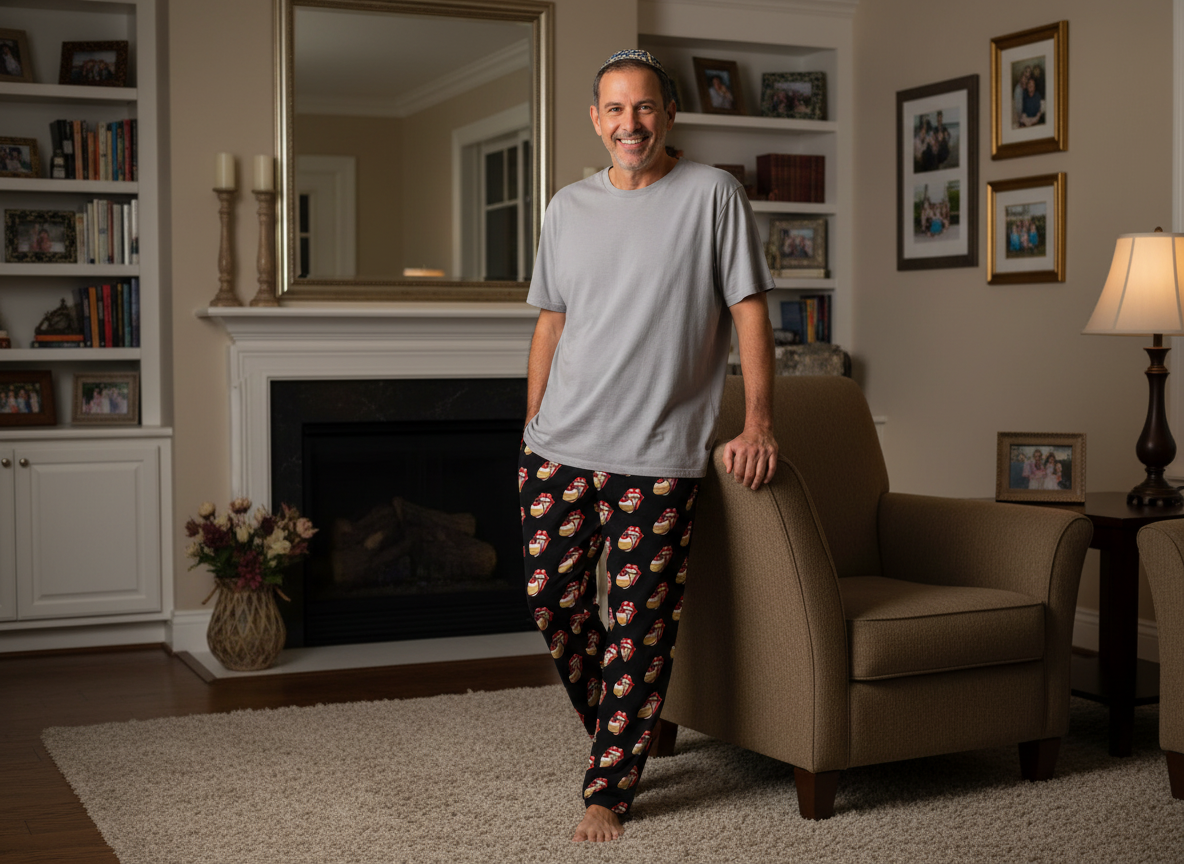 Mens... Sufganiyah Satisfaction Tour! Hanukkah PJ Bottoms  | Sufganiyot  | Unique Chanukah Loungewear Bottoms | Jewish Gift