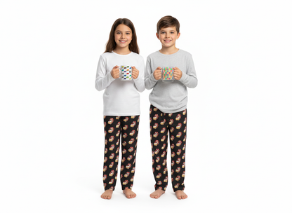 Kids... Sufganiyah Satisfaction Tour! Hanukkah PJ Bottoms  | Sufganiyot  | Unique Chanukah Loungewear Bottoms | Jewish Gift