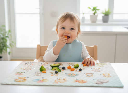 Hebrew Alphabet 'Alef-Bet' Soft Baby Quilted Placemat — with Adorable Animals -Educational Judaica Gift